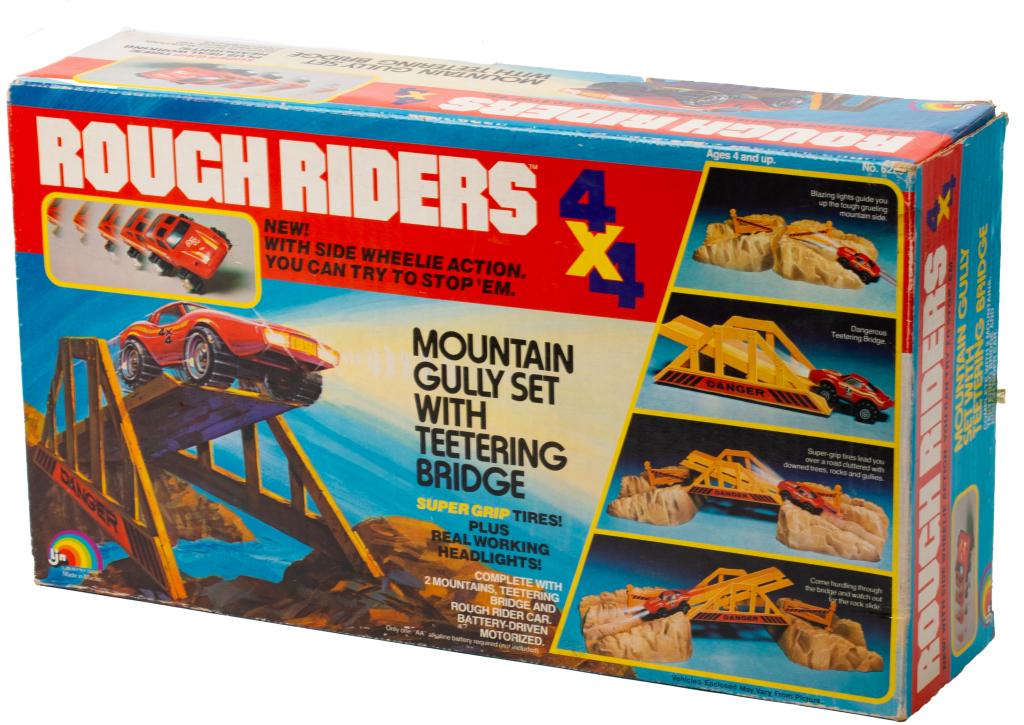 LJN Toys Rough Riders 4x4 Mountain Gully Set: Item/Description: Rough Riders 4x4 Mountain Gully toy car set by LJN. Complete in original box. This item was used as a product sample by the previous owner, Murray Bass. He served as the vice preside