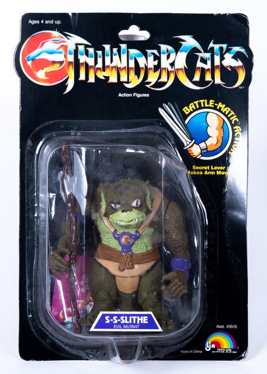 1985 LJN ThunderCats S-S-Slithe 5" Action Figure: Item/Description: Sealed 1985 LJN Toys ThunderCats S-S-Slithe action figure, equipped with Battle Axe. This item was used as a product sample by the previous owner, Murray Bass. He served as the vice 