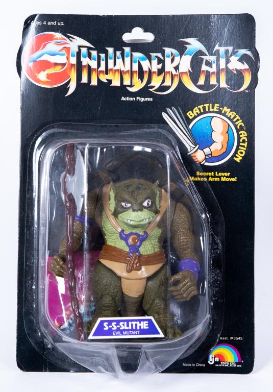 1985 ThunderCats S-S-Slithe 5" LJN Action Figure: Item/Description: Sealed LJN Toys ThunderCats S-S-Slithe Evil Mutant toy action figure. Equipped with the Battle Axe. This item was used as a product sample by the previous owner, Murray Bass. He serv