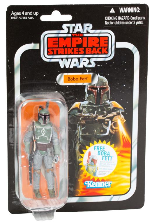 Star Wars Kenner Empire Strikes Back Boba Fett: Item/Description: An unopened Boba Fett From the Kenner Star Wars vintage collection. A remake of the original 1980-1982 Empire Strikes Back Boba Fett figure. Material: Mixed material Dimensions (figu