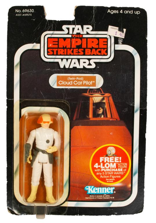 Star Wars Cloud Car Pilot ESB 47 Back: Item/Description: Original Empire Strikes Back toy action figure - Twin-Pod Cloud Car Pilot 47 back on sealed card (4 - Lom offer). Material: Plastic Dimensions: Height: 3 1/2" Condition: Action figur