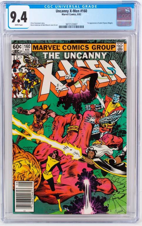 Marvel Comics Uncanny X-Men #160 CGC 9.4: Item/Description: The Uncanny X-Men #160 CGC 9.4 comic book. First appearance of adult Illyana (Magik). Material: N/A Dimensions: N/A Condition: NM. Wear to exterior of plastic case, including minor s