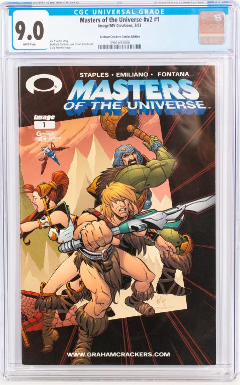 Masters of the Universe 2003 #v2 #1 CGC 9.0: Item/Description: Masters of the Universe #1 comic book, Graham Crackers Comics exclusive edition. Limited to 2500. Graded by CGC at 9.0. Material: N/A Dimensions: N/A Condition: VF/NM. Wear to exteri