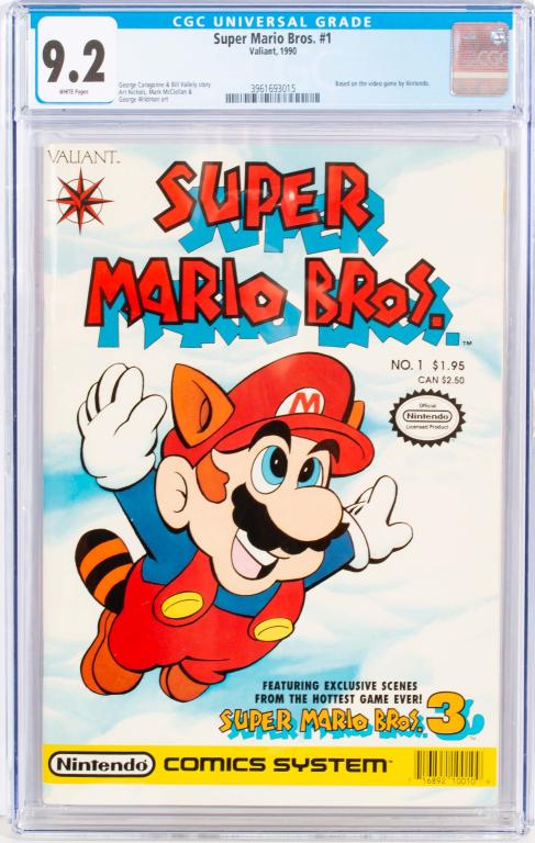 Nintendo Comic Super Mario Bros. #1 CGC 9.2: Item/Description: A Valiant comic book Super Mario Bros. #34. Graded by CGC at 9.2. Official Nintendo licensed product. Material: N/A Dimensions: N/A Condition: NM-. Wear to exterior of plastic case, 