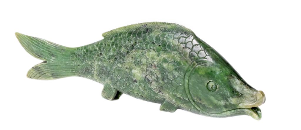 Carved Chinese Jade Nephrite Fish Sculpture (1 of 6)