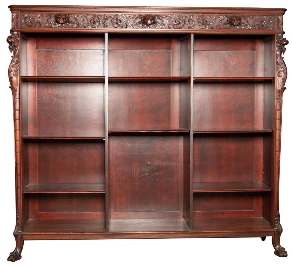 Horner Carved Lion-Head Gothic Style Bookcase (1 of 8)