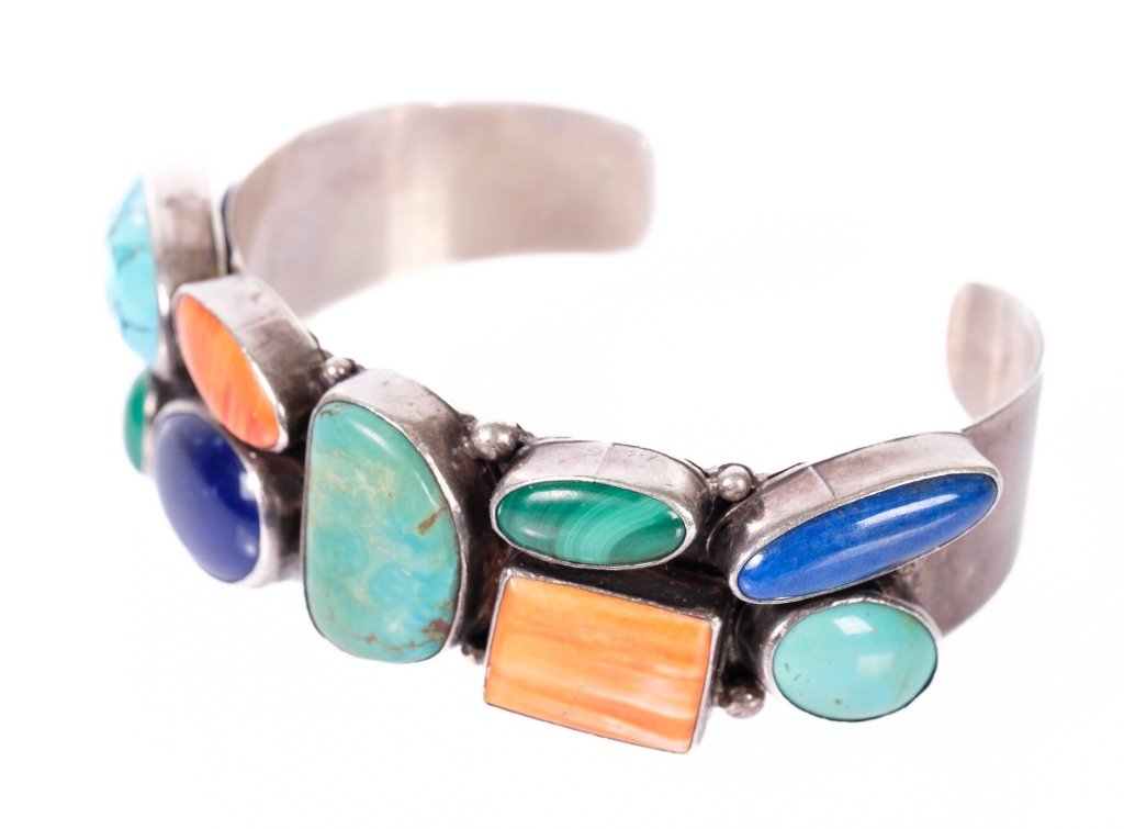 Sam Piaso Navajo Sterling Colored Stone Cuff (1 of 6)