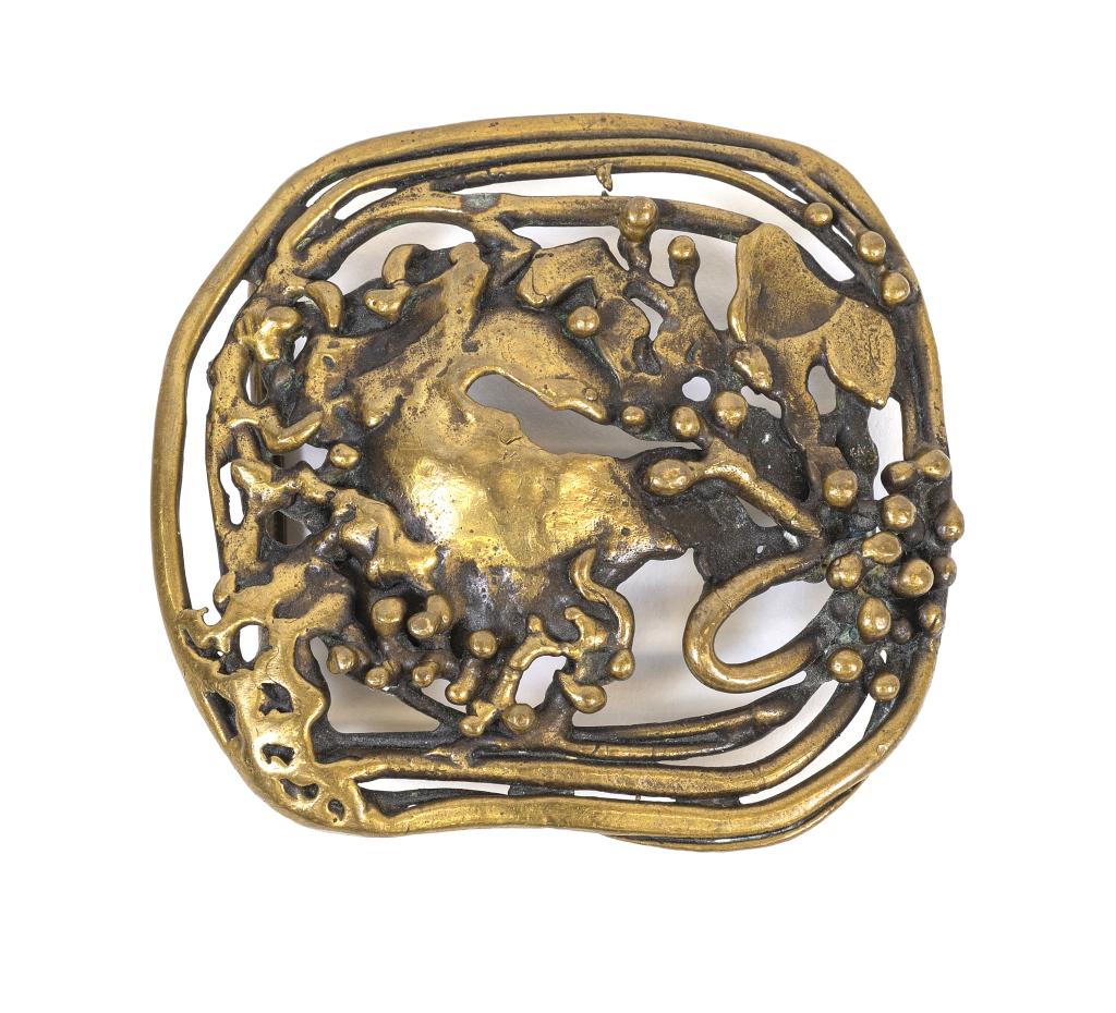 David Yurman Abstract Brutalist Brass Belt Buckle (1 of 3)