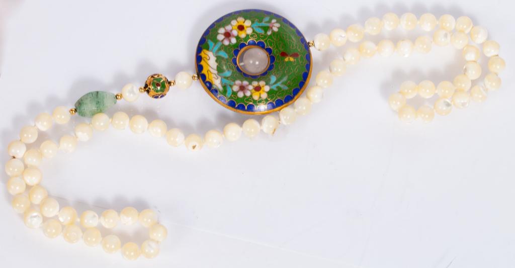 Mother of Pearl Cloisonne Bead Necklace (1 of 3)