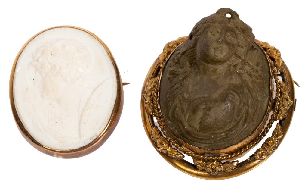 Antique Victorian Cameo Pin Lot (1 of 6)