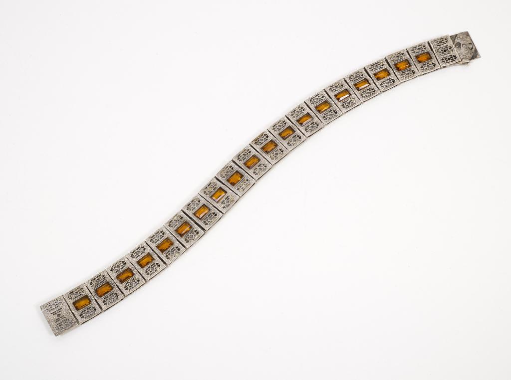 Art Deco Simmons Sterling Citrine Bracelet (1 of 6)