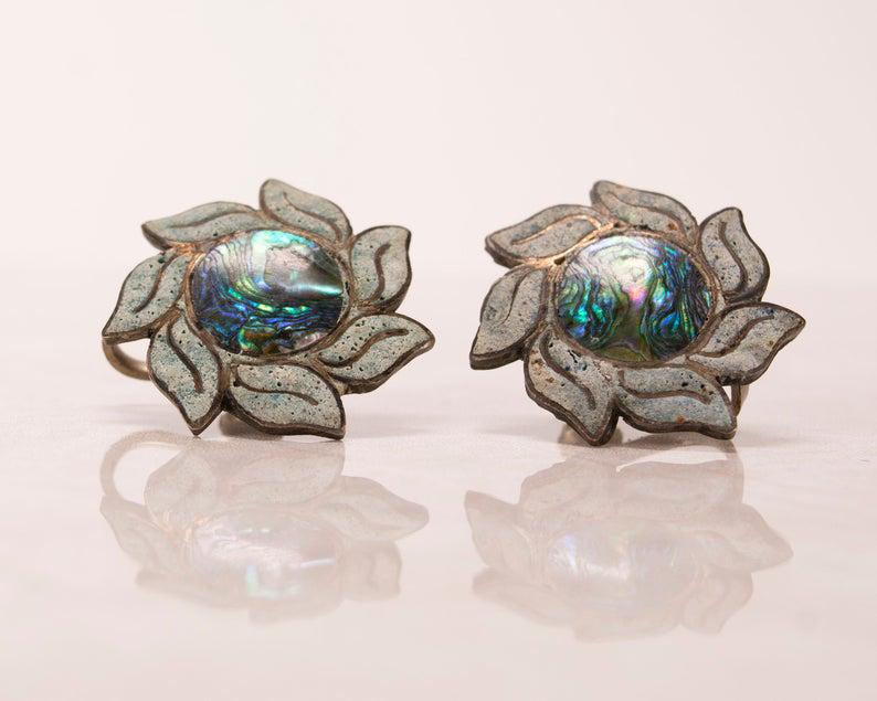 Alpaca Abalone Shell Earrings -Mexico (1 of 4)