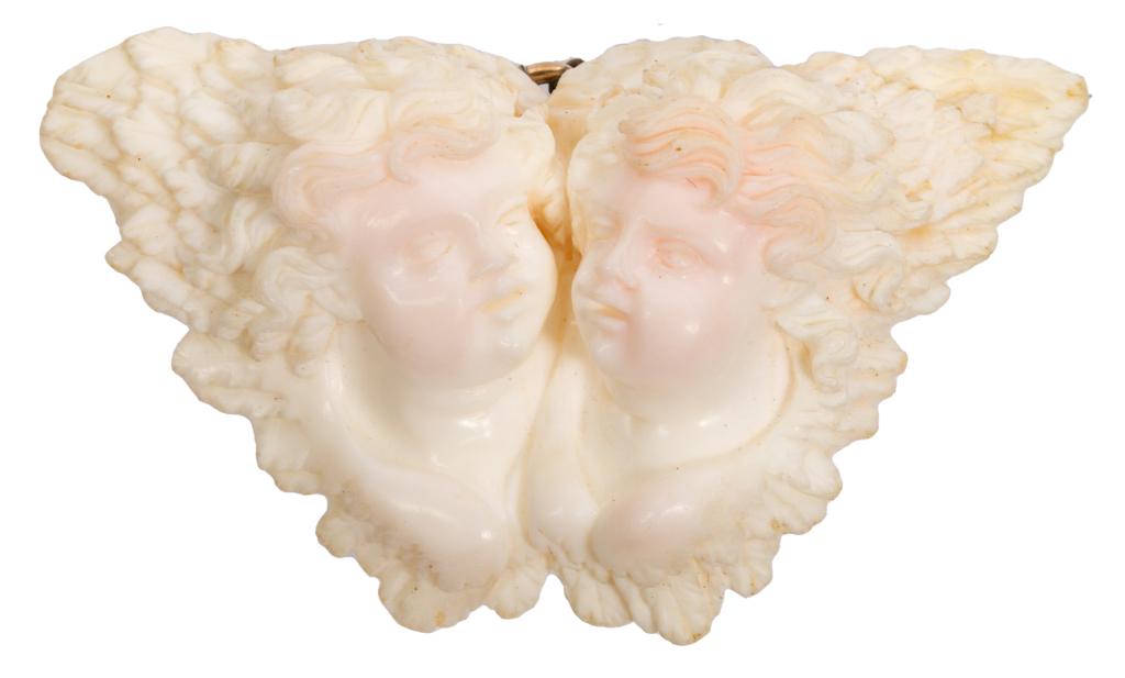 Antique Angel Skin Coral Cherubs Pendant (1 of 5)