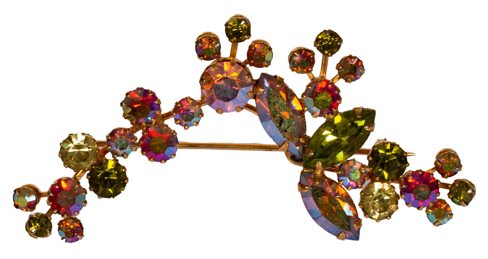 Signed Kramer Aurora Borealis Rhinestone Brooch (1 of 5)