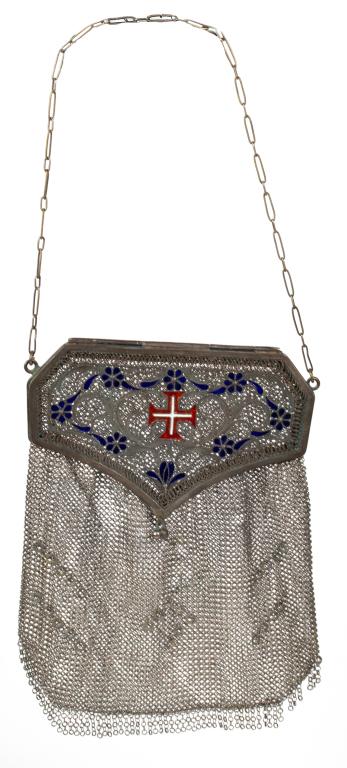 Antique German Silver Enamel Mesh Purse (1 of 9)