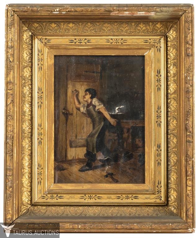 19th C Oil Painting of a Carpenter - Signed A.D. (1 of 16)
