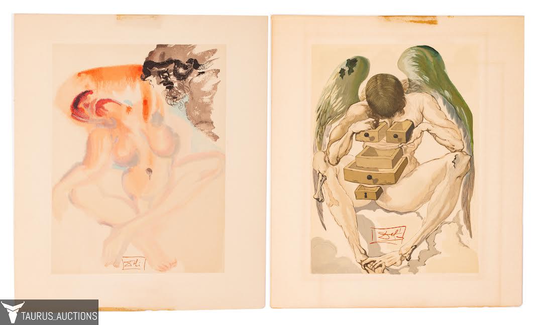 Pair Salvador Dali Purgatory Woodcut Prints (1 of 9)