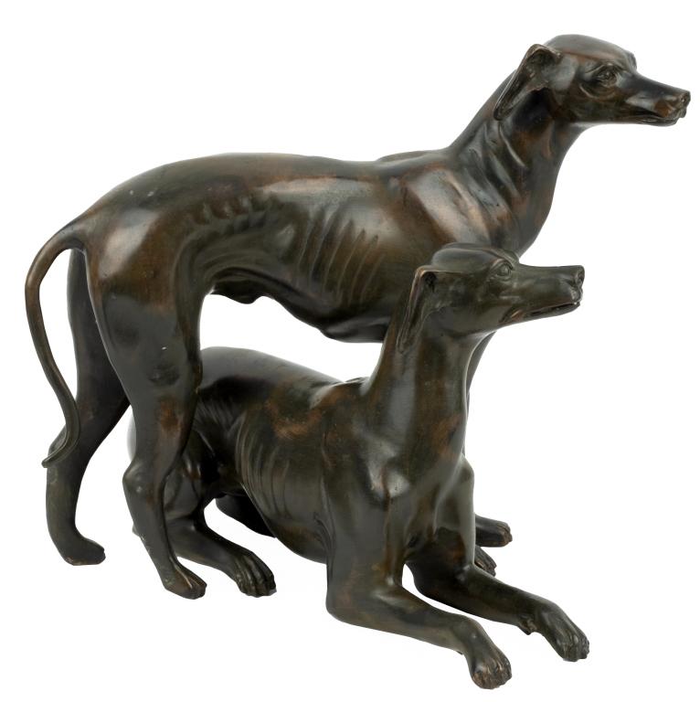 Pair of Bronze Whippets Dogs (1 of 8)