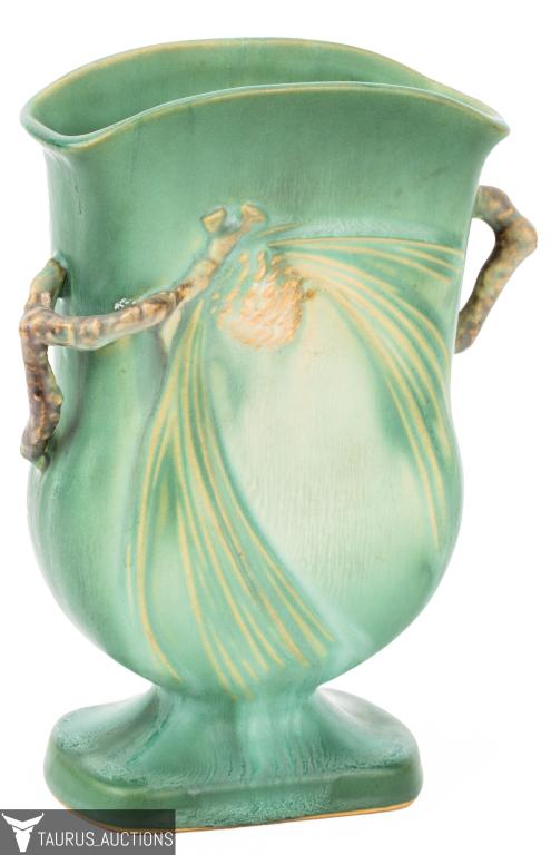 Roseville Pottery Green Pinecone Vase 121-7 (1 of 9)