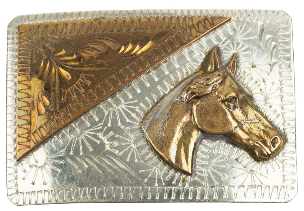 Bar J B German Silver Horse Head Belt Buckle (1 of 7)