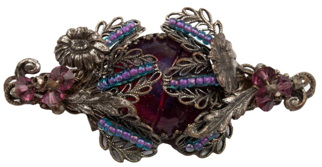 Signed Miriam Haskell Jeweled Brooch (1 of 6)