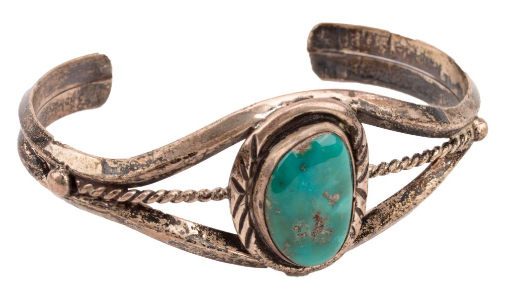 Sterling & Turquoise Southwestern Cuff Bangle (1 of 4)