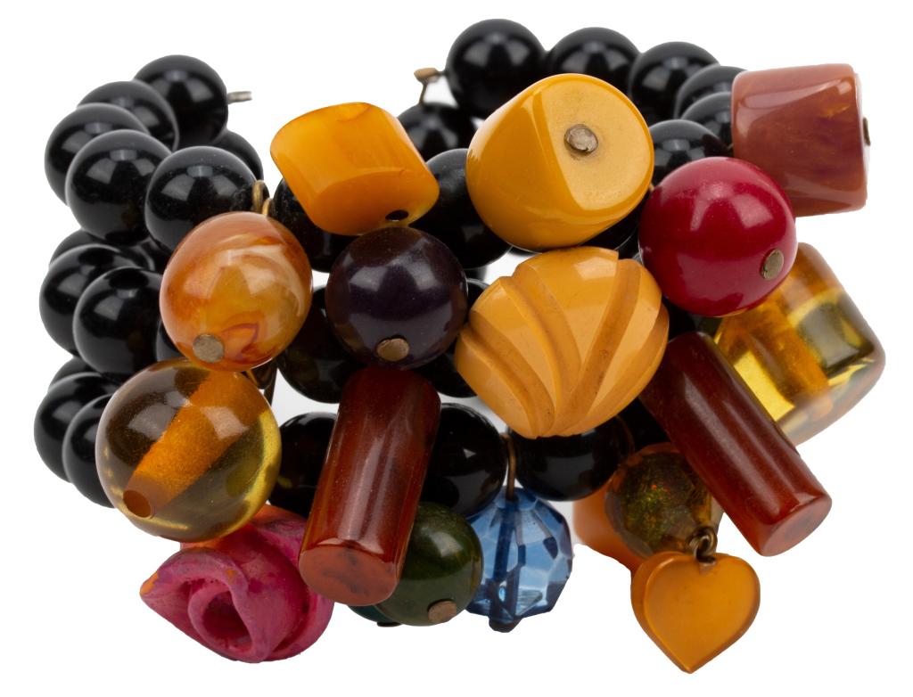 Bakelite Bead Hand Made Cuff Bracelet (1 of 4)