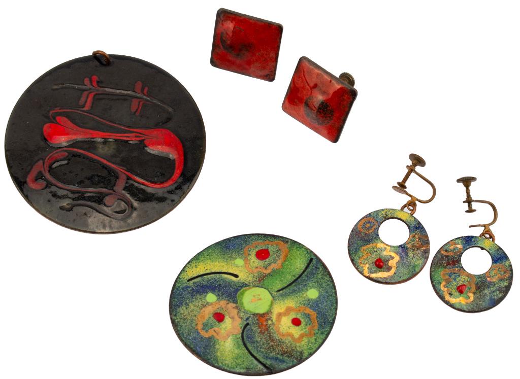 Mid-Century Enamel Copper Jewelry Lot (1 of 7)