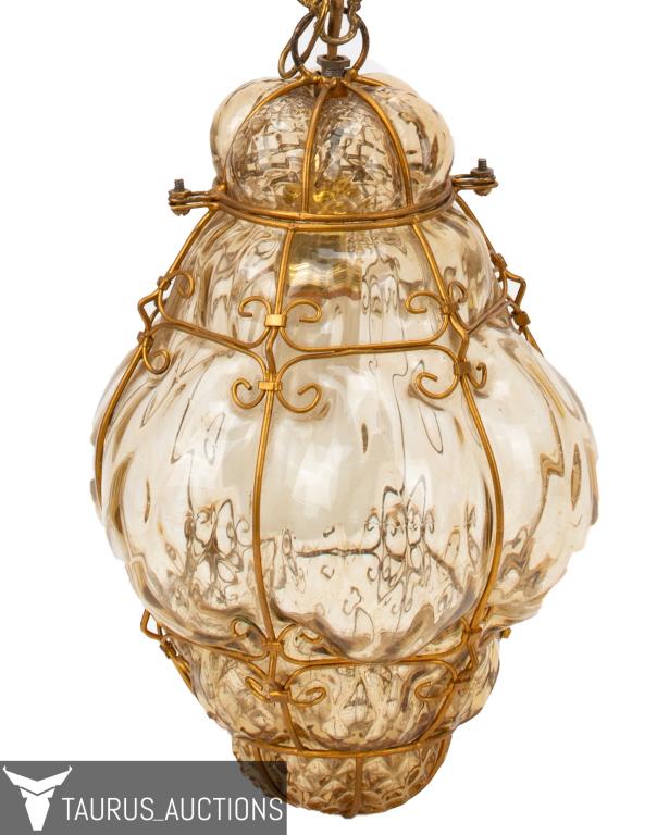 Venetian Seguso Murano Glass Cage Pendant Light (1 of 8)