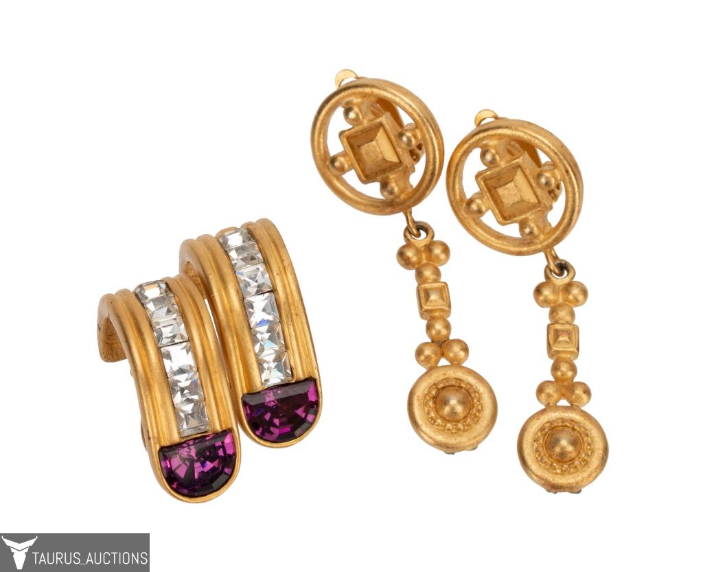 Signed Givenchy Paris Gold Tone Clip Earrings (1 of 11)