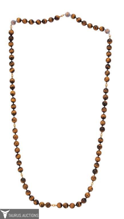14K Tiger's Eye Bead Necklace (1 of 5)