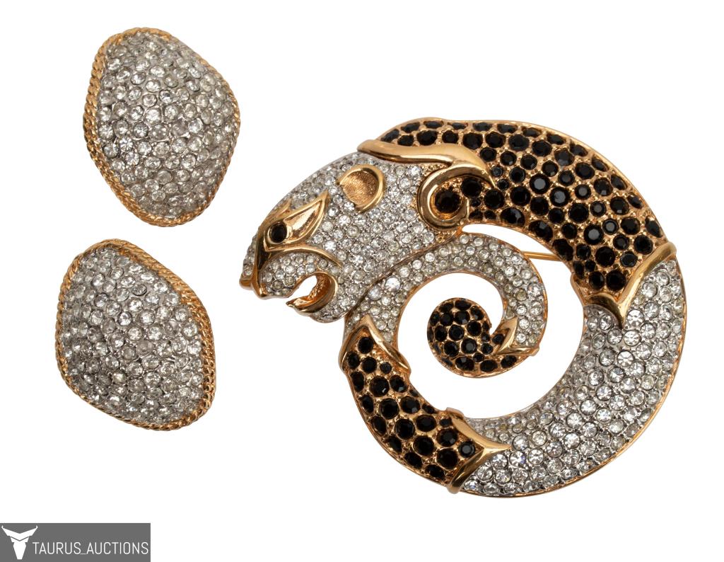 Swarovski Crystal Jaguar Brooch, D'Orlan Earrings (1 of 8)