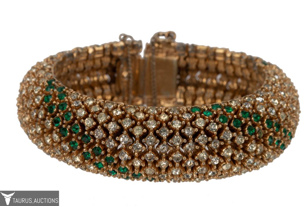 Signed Ciner Flexible Jeweled Cuff Bracelet (1 of 6)