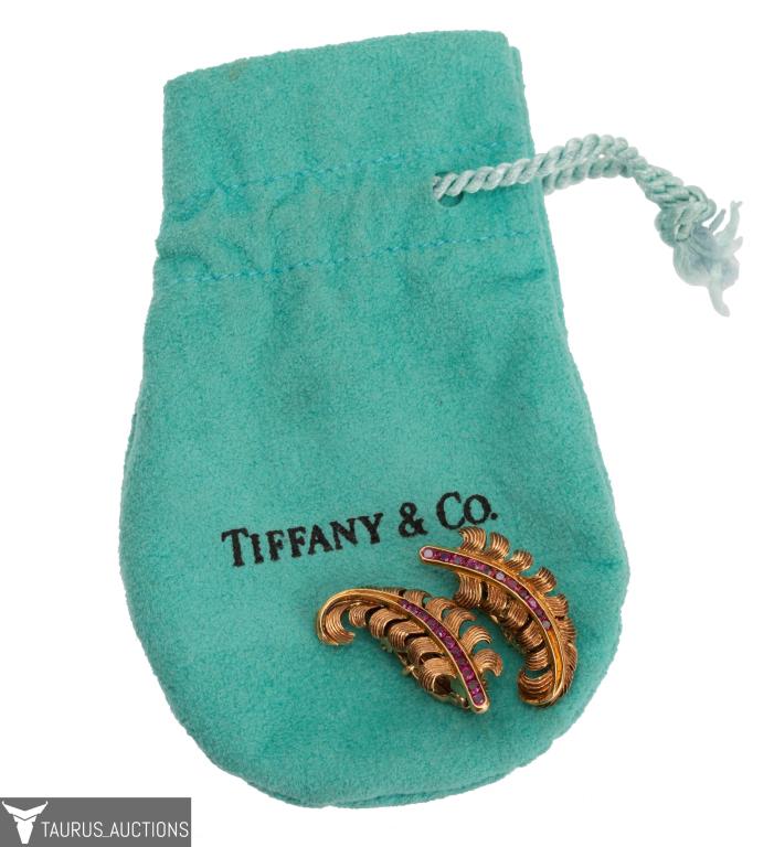 Tiffany & Co. 14K Ruby Leaf Earrings (1 of 6)