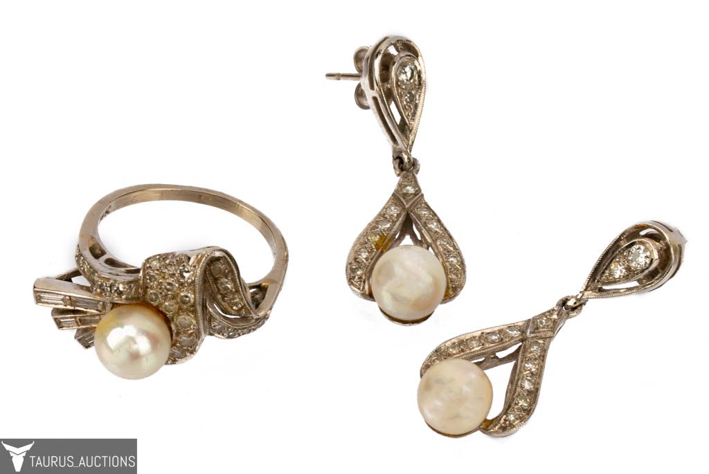 14K Pearl & Diamond Earrings, Ring Set (1 of 11)