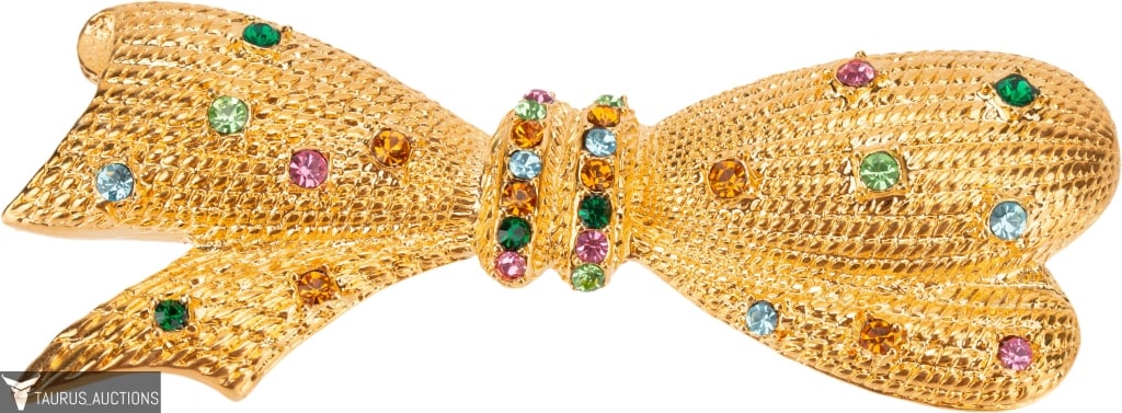 Signed N.L.H. Nat Landau Hyman Jeweled Bow Pin (1 of 6)