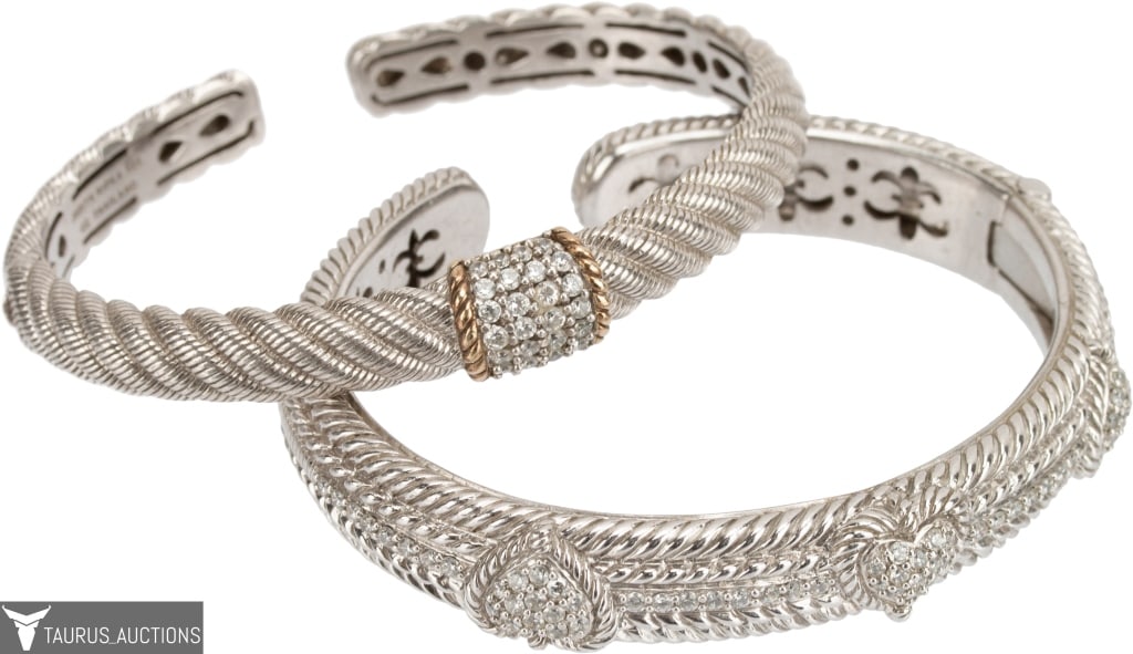 Judith Ripka Sterling CZ Cuff Bracelets Pair (1 of 11)