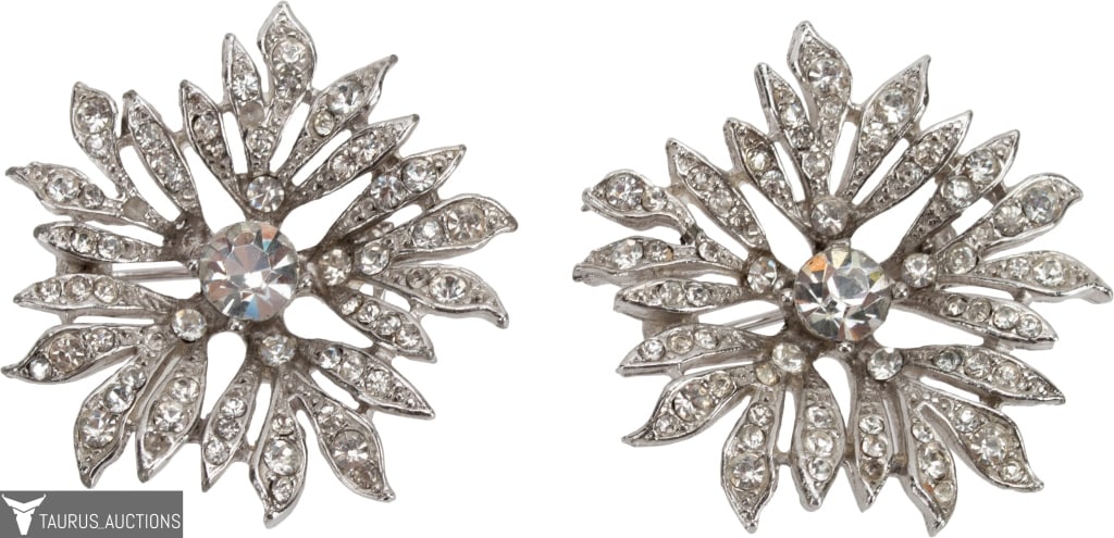 Unsigned Kramer Rhinestone Flower Brooch - Pair (1 of 5)