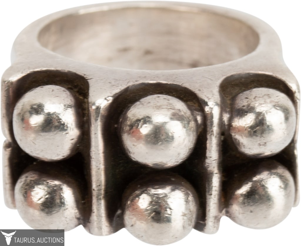 Modernist Mid Century Sterling Ball Ring - Size 6 (1 of 5)