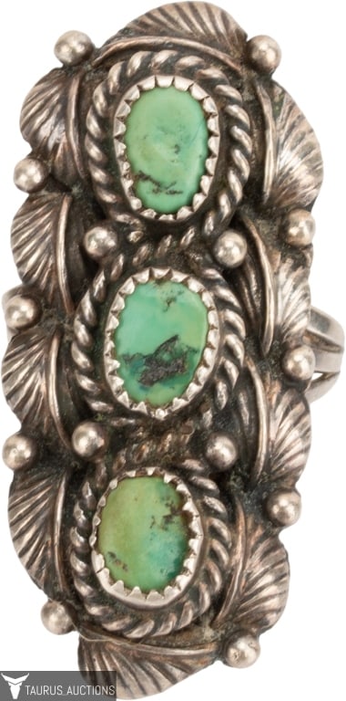 Sterling Southwestern Green Turquoise Ring Size 7 (1 of 6)