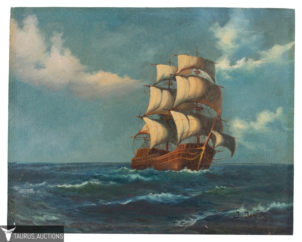 J. James - Clipper Ship Oil Painting (1 of 5)