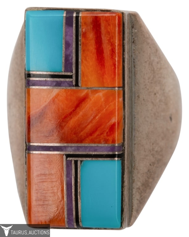 Sterling Southwestern Inlaid Stone Ring- Size 10 (1 of 5)