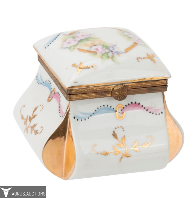 Porcelain & Brass Hinged Trinket Box (1 of 7)