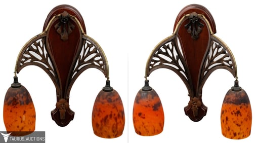 L. Majorelle / Daum Nancy Art Nouveau Wall Sconces