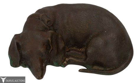 Small German Bronze Dachshund Sculpture