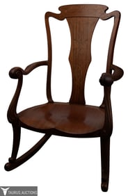 Louis Majorelle Inlaid Wood Rocking Chair