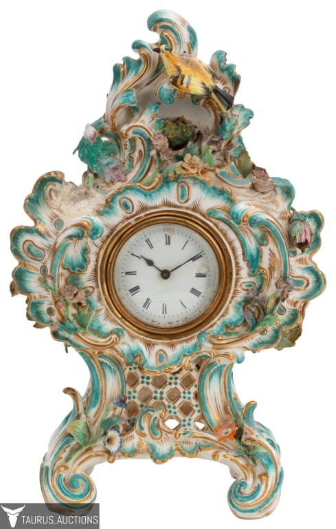 Rococo Porcelain Cased Mantel Clock (1 of 11)