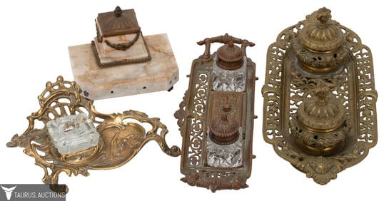 Antique Inkwell Grouping
