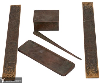 Tiffany Studio Bronze Zodiac Desk Set