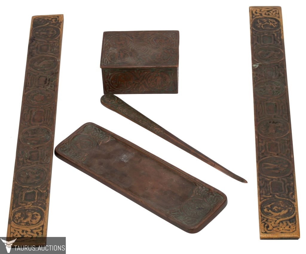 Tiffany Studio Bronze Zodiac Desk Set (1 of 18)